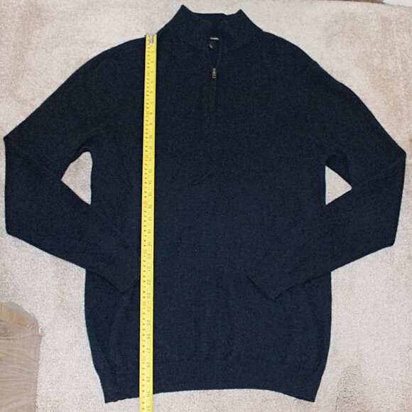 Autumn Cashmere - Men's 1/4-Zip Mock Neck Pullover Sweater in Heather Navy, Lrg - Picture 5 of 8